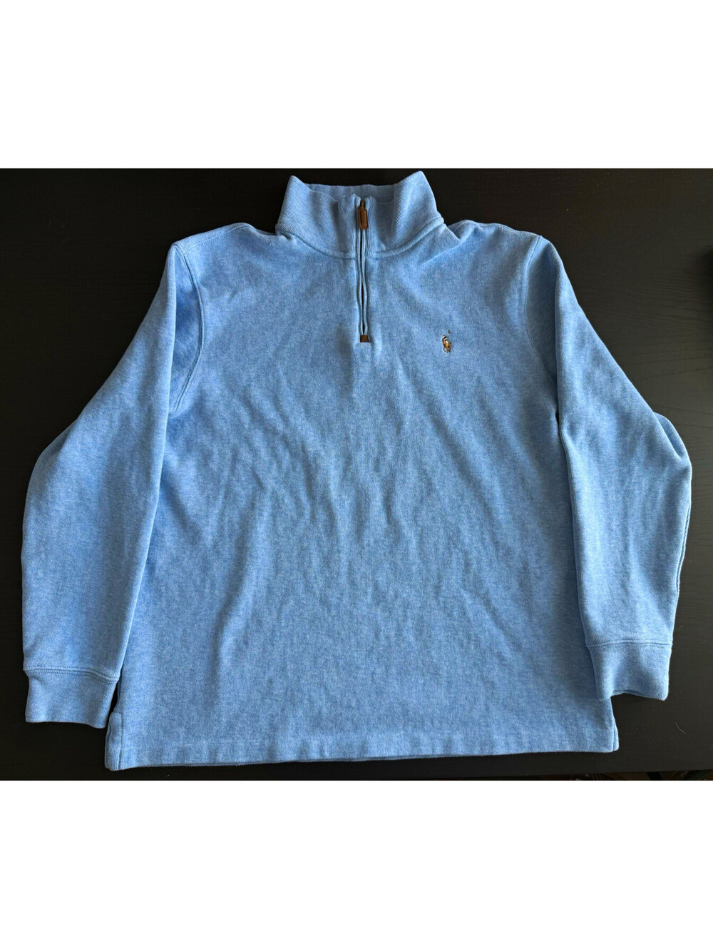 Polo Ralph Lauren Estate Rib 1/4 Zip Pullover Men XL Light Blue Cotton Knit Soft